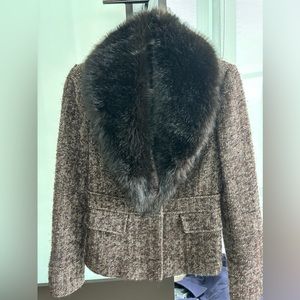 Ladies tweed Zara Jacket with removable faux fur collar